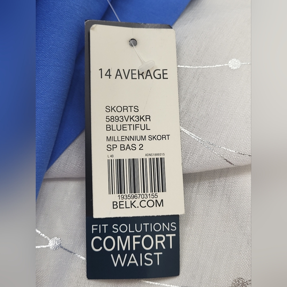 Kim Rogers Women's Blue Millennium Skort Pull-On Comfort Waist Size 14 NWT - Picture 9 of 12
